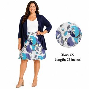 Valerie Stevens‎ Skirt Womens 2XL Abstract Floral Print A-Line Skirt Knee Legnth
